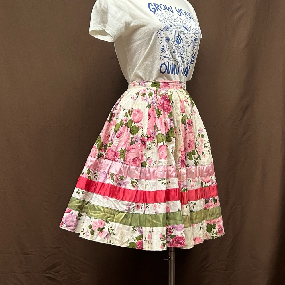 Romantic a-line skirt florals and stripes
